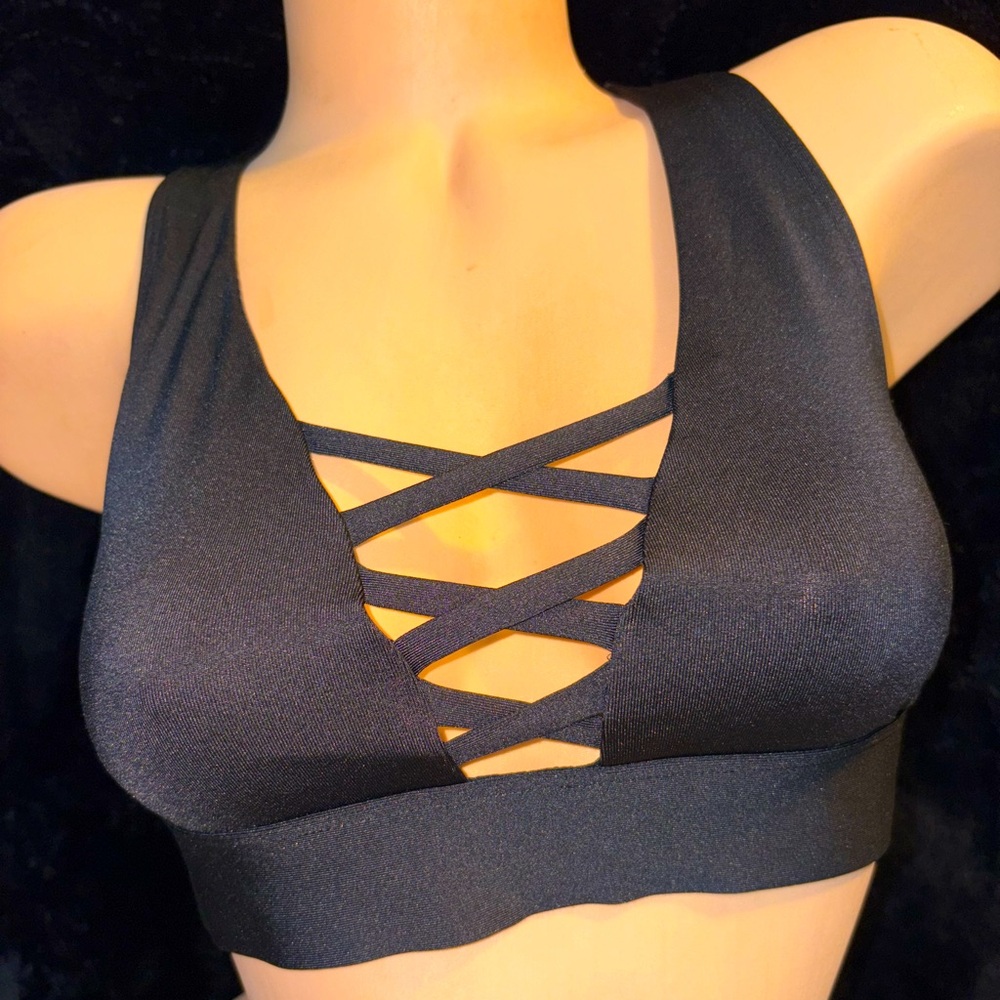 Victoria's Secret PINK Ultimate Strappy Sports Bra Black NEW